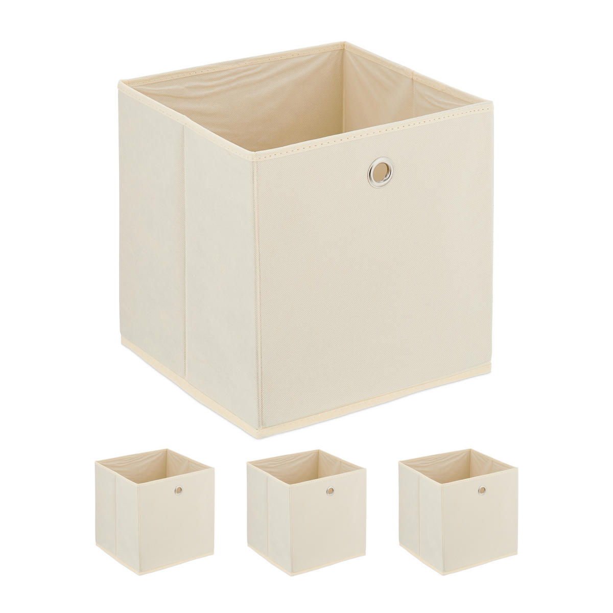 4XAUFBEWAHRUNGSBOX - Creme, Wellpappe/Textil (30/30/30cm) - Relaxdays