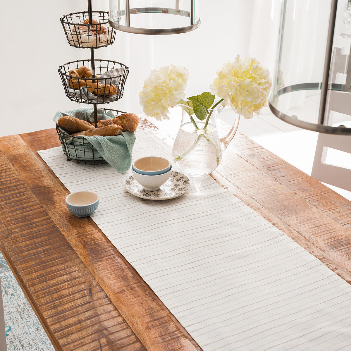 ESSTISCH - Mango massiv - Braun/Weiß, Holz (90/180/76cm) - home24