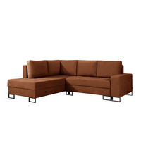 ECKSOFA mit Schlaffunktion Links Rostrot Chenille - 245x200 cm - Trevi - Terracotta/Schwarz, Holz/Holzwerkstoff (245/200cm) - Ravio