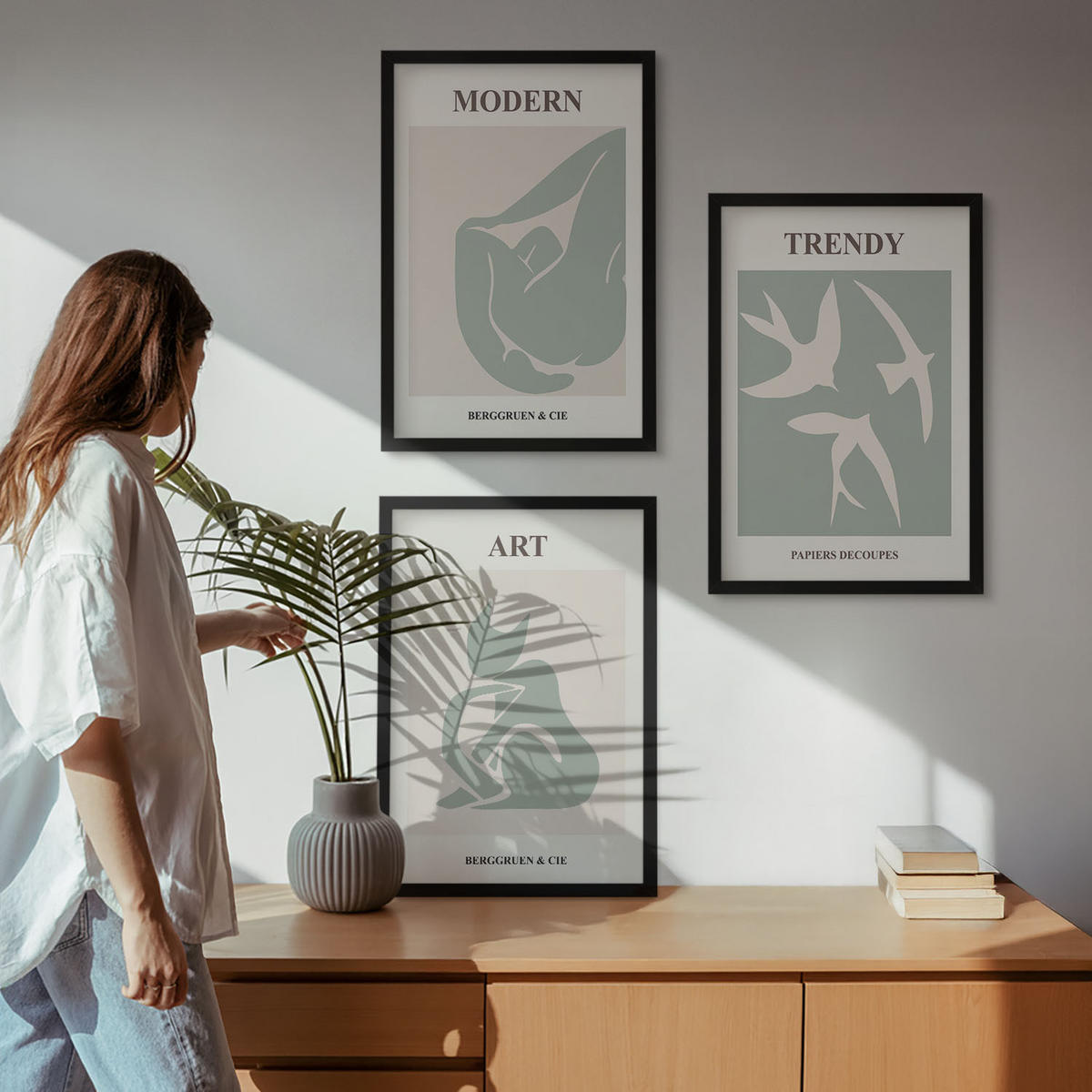 BILDER SET 3er Set - 40x60 cm Schwarzer Rahmen - Matisse abstrakte Figuren - Schwarz, Kunststoff (40/60cm) - TULUP