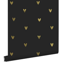 TAPETE Herzchen 53 cm x 10.05 m - Schwarz, Papier (53/0.1cm) - ESTAhome