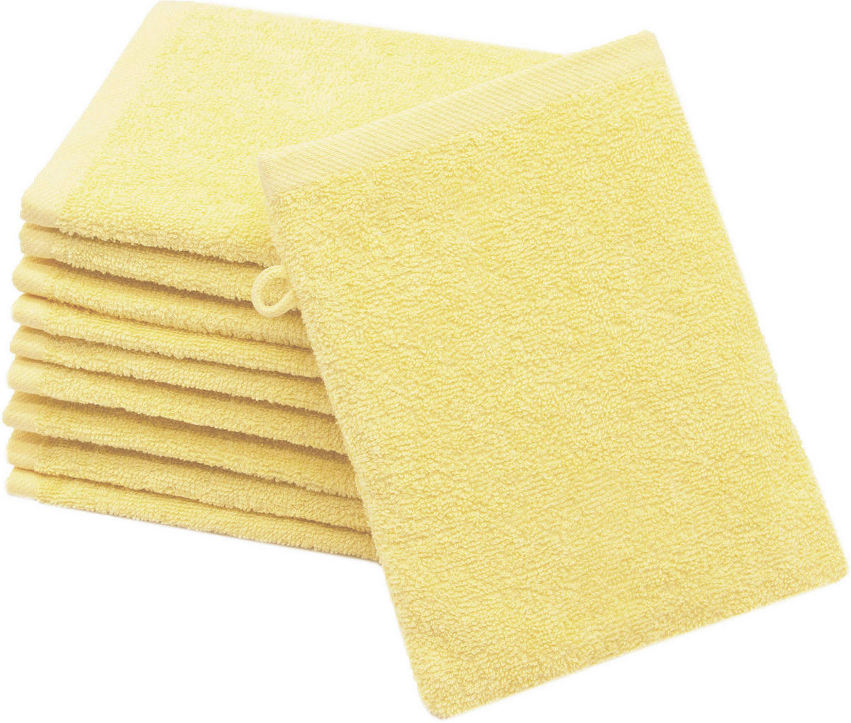 WASCHHANDSCHUH, 10er-Set, 16x21 cm, 100% Baumwolle, Gelb - Hellgelb, Textil (16/21cm) - Zollner