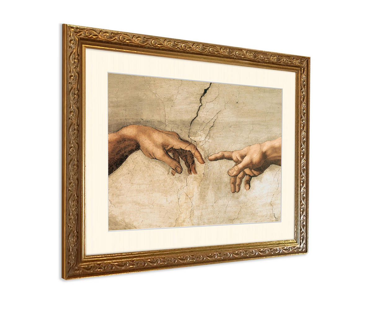 BILD gerahmt 63x53 cm Michelangelo "Hände" - Beige, Holz (63/53cm) - artissimo