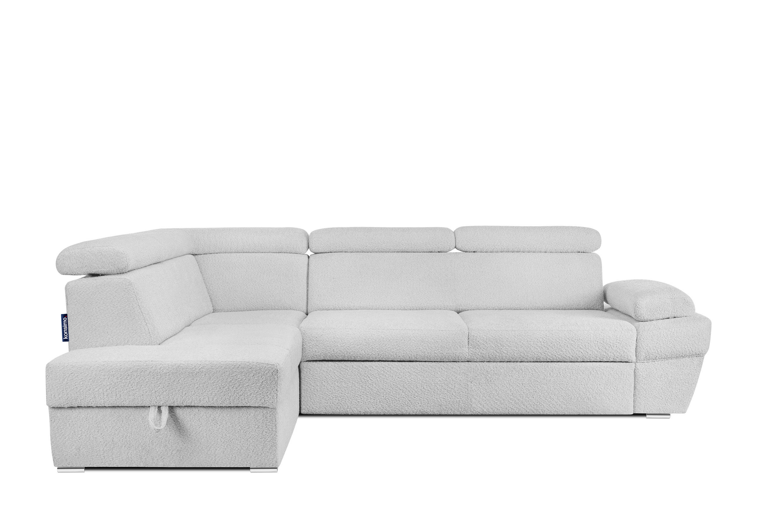 SCHLAFECKSOFA RATLO links 4/5-Sitzer mit Bettkasten, Grau - Silberfarben/Hellgrau, Textil (270/190cm) - KONSIMO®