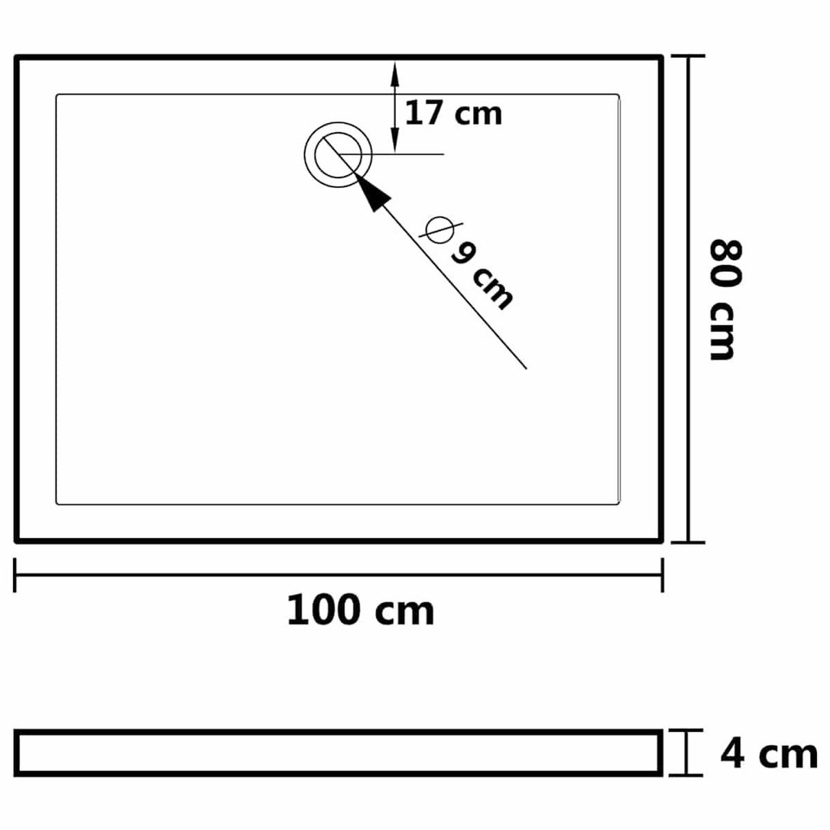 DUSCHTASSE Rechteckig 80/100 Cm - Weiß, Glas (100/4/80cm) - vidaXL