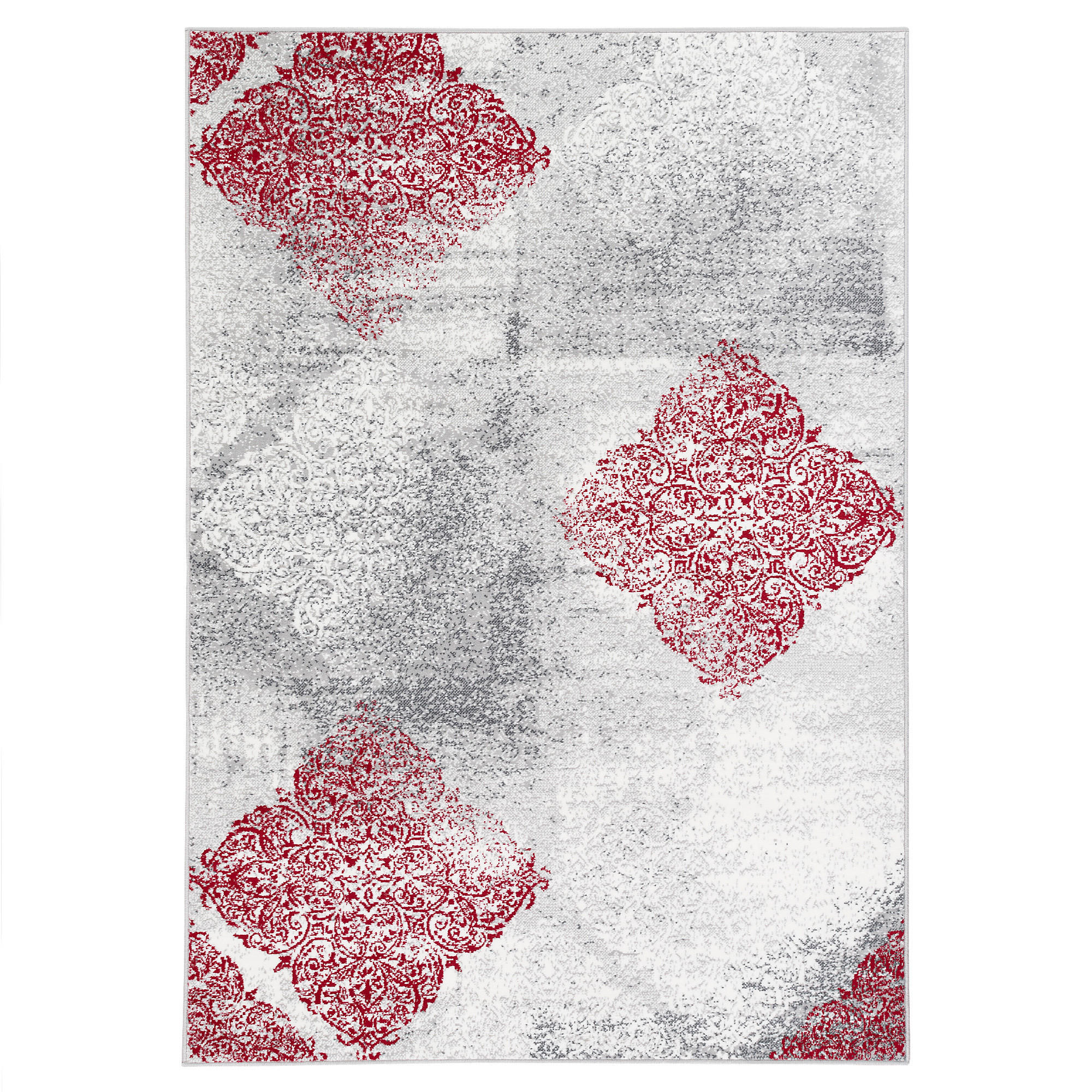 DESIGNER TEPPICH SAMBA MODERN KARO - Rot, Textil (80/150cm) - Pergamon