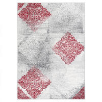 DESIGNER TEPPICH SAMBA MODERN KARO - Rot, Textil (80/150cm) - Pergamon