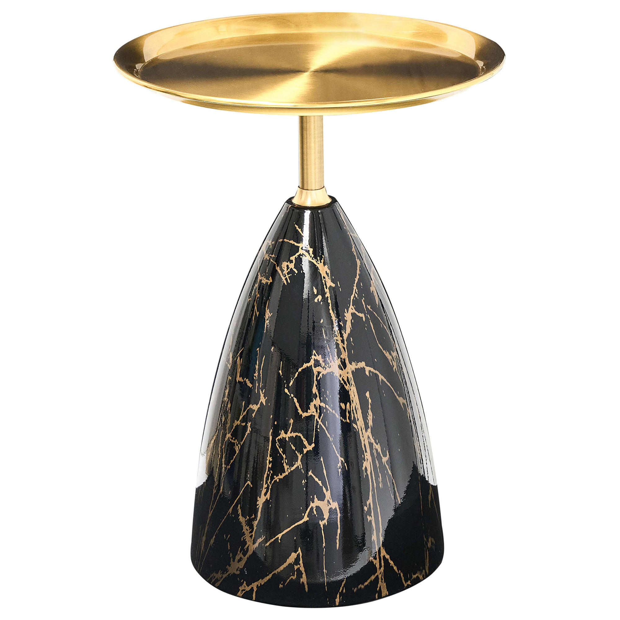 BEISTELLTISCH Metall Marmor Optik/Gold Storm - Schwarz, Metall (39/39/54cm) - Beliani