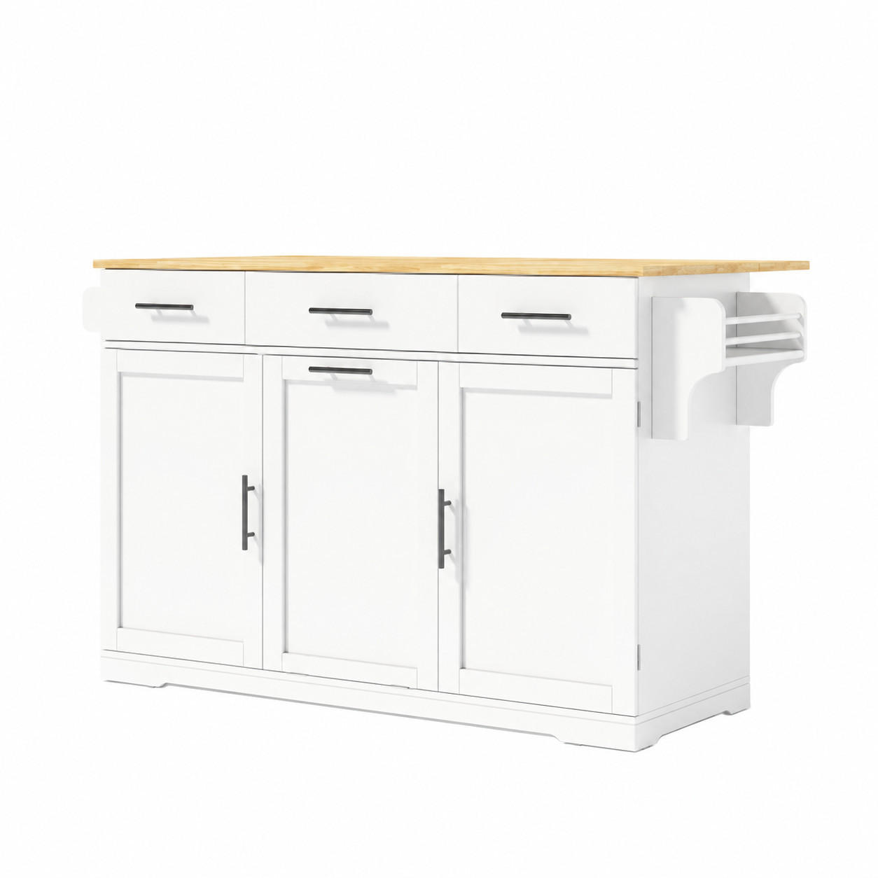 KÜCHENINSEL DE-41372 136/50-75/92 cm, klappbare Arbeitsplatte und Mülleimerschrank Weiß - Weiß, Holzwerkstoff (136/92/75cm) - ComfortXL