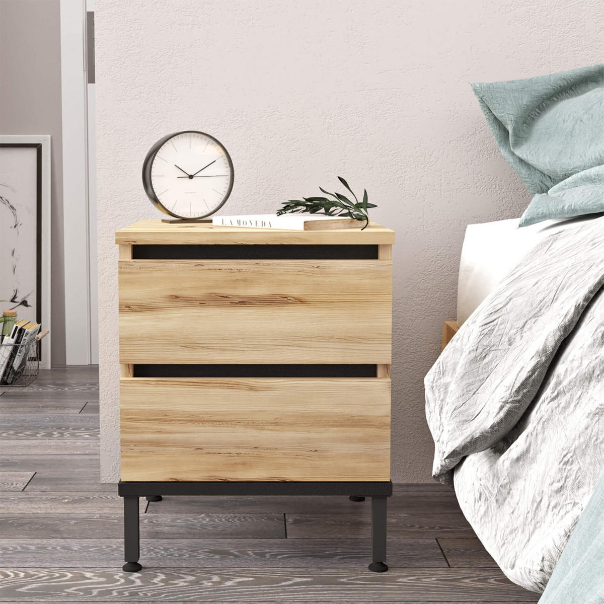NACHTTISCH 40/35,5/49 cm - Beige, Holz (40/49/35.5cm) - Mobili Rebecca
