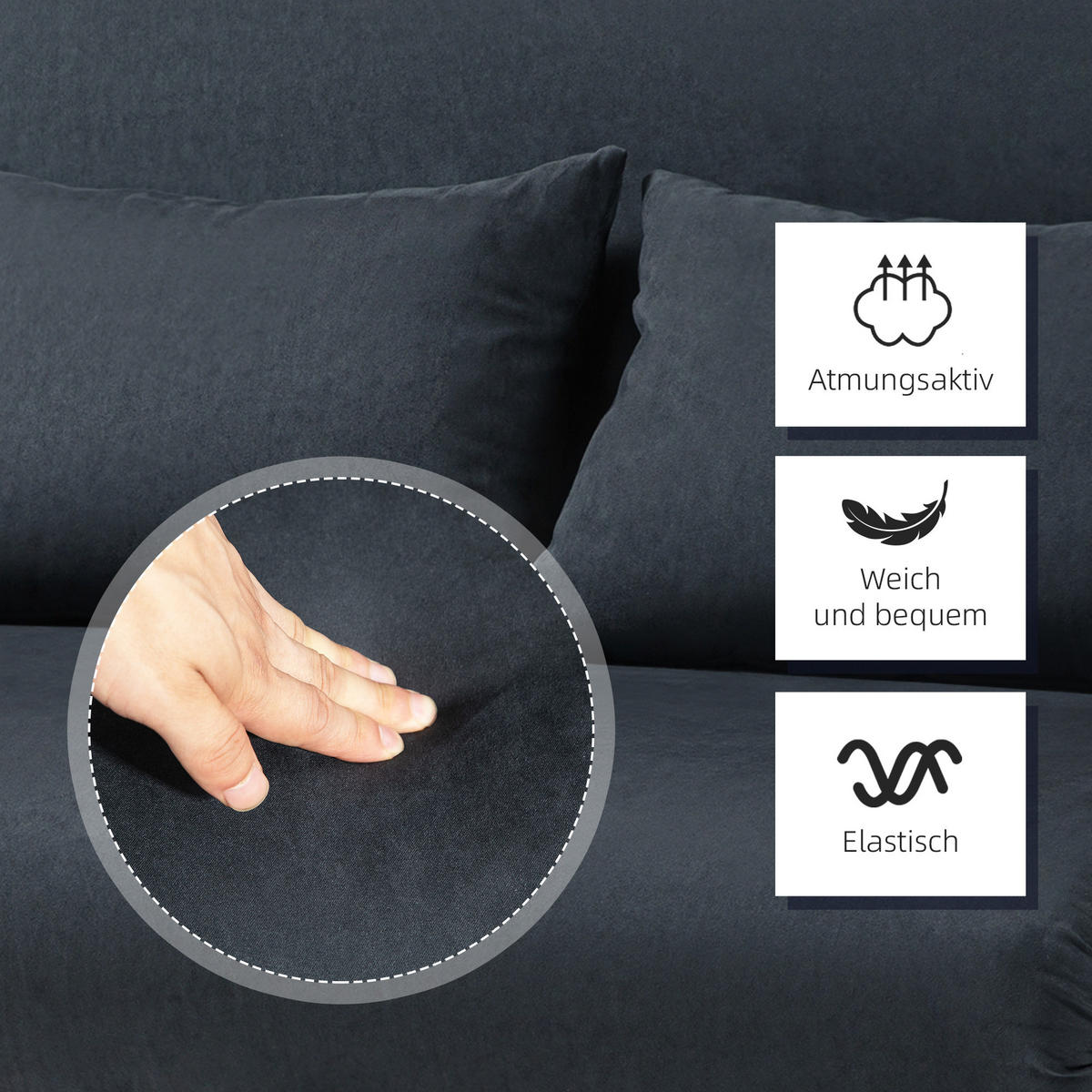 2-SITZER Sofa mit Schlaffunktion, Schlafsofa mit Verstellbarer Rückenlehne - Schwarz, Kunststoff (80/78/111cm) - HOMCOM