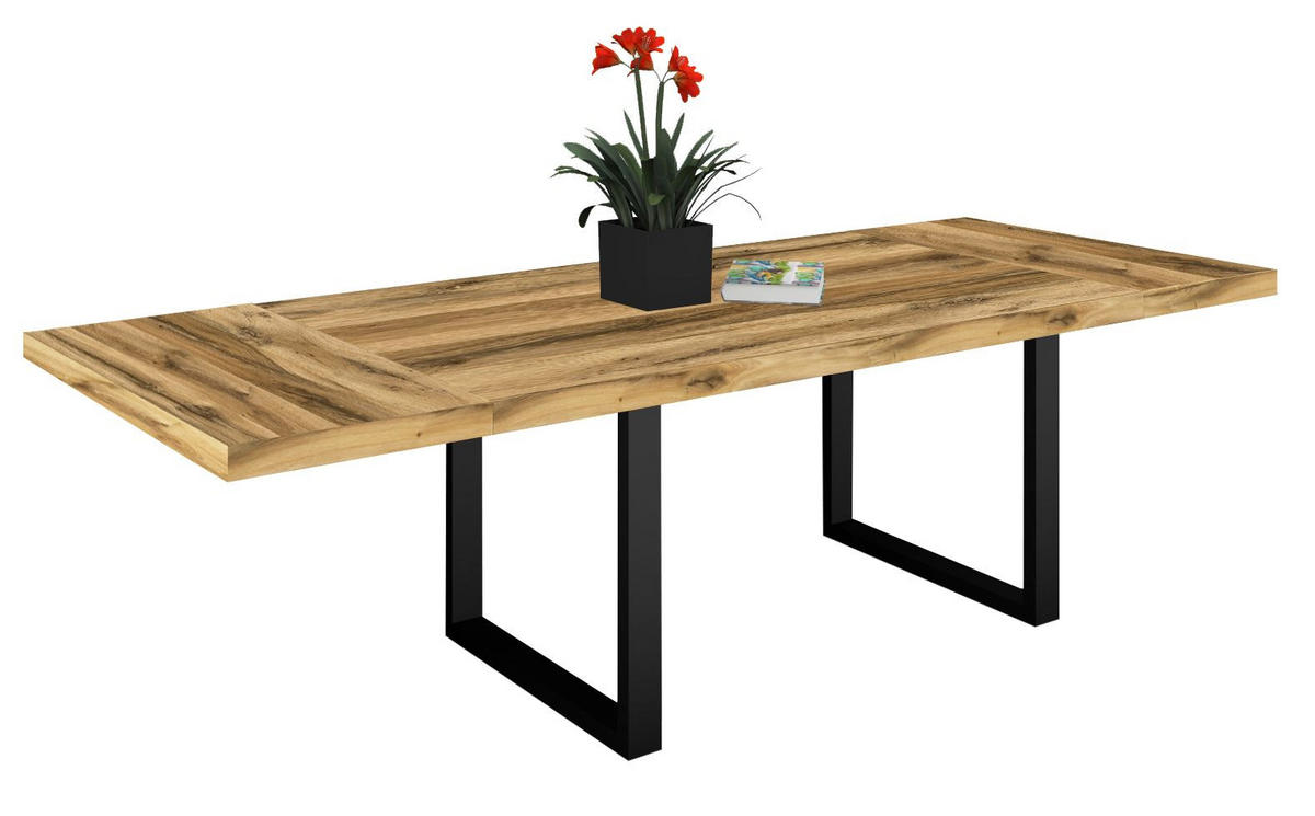 ESSTISCH Elgin 3 175-275x80x100 Holzwerkstoff Schwarz/Plankeneiche - Alteiche/Schwarz, Holzwerkstoff (175/100/80cm) - 58aufmkessel