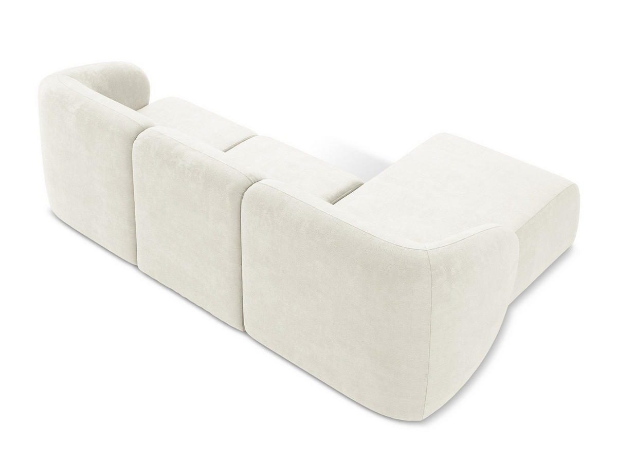 ECKSOFA Links Chenille Stoff Weiß - Schwarz/Weiß, Holzwerkstoff/Kunststoff (248/166cm) - Makamii