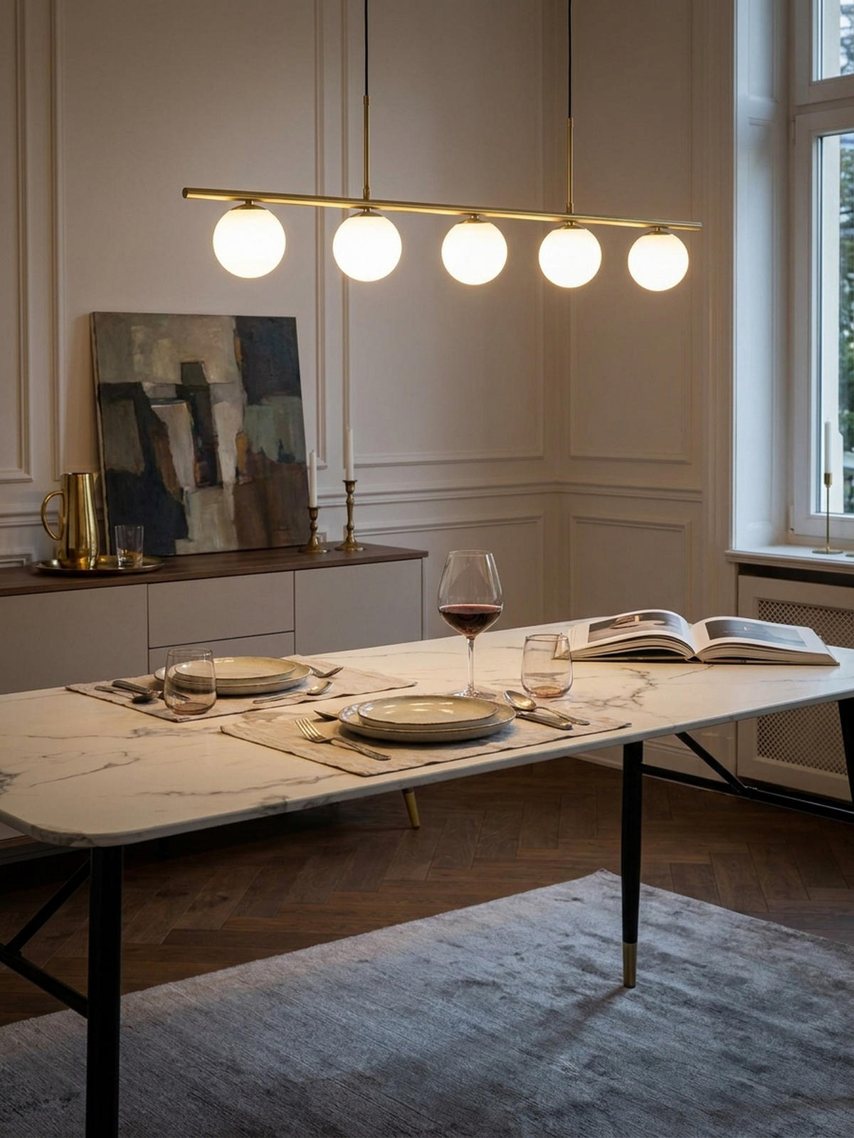 ESSTISCH Marmoroptik Metall Rechteckig Modern Klein, Weiß 160x80x76 cm - Goldfarben/Weiß, Holzwerkstoff/Metall (80/160/76cm) - KADIMA DESIGN