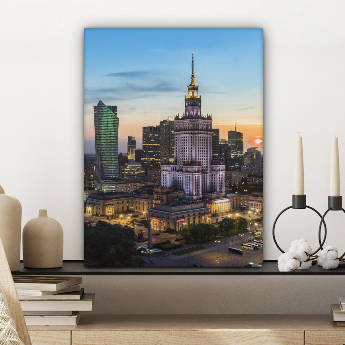 LEINWANDBILD Polen - Sonne - Warschau Room Decor 30x40 cm - Blau, Textil (30/40cm) - MuchoWow