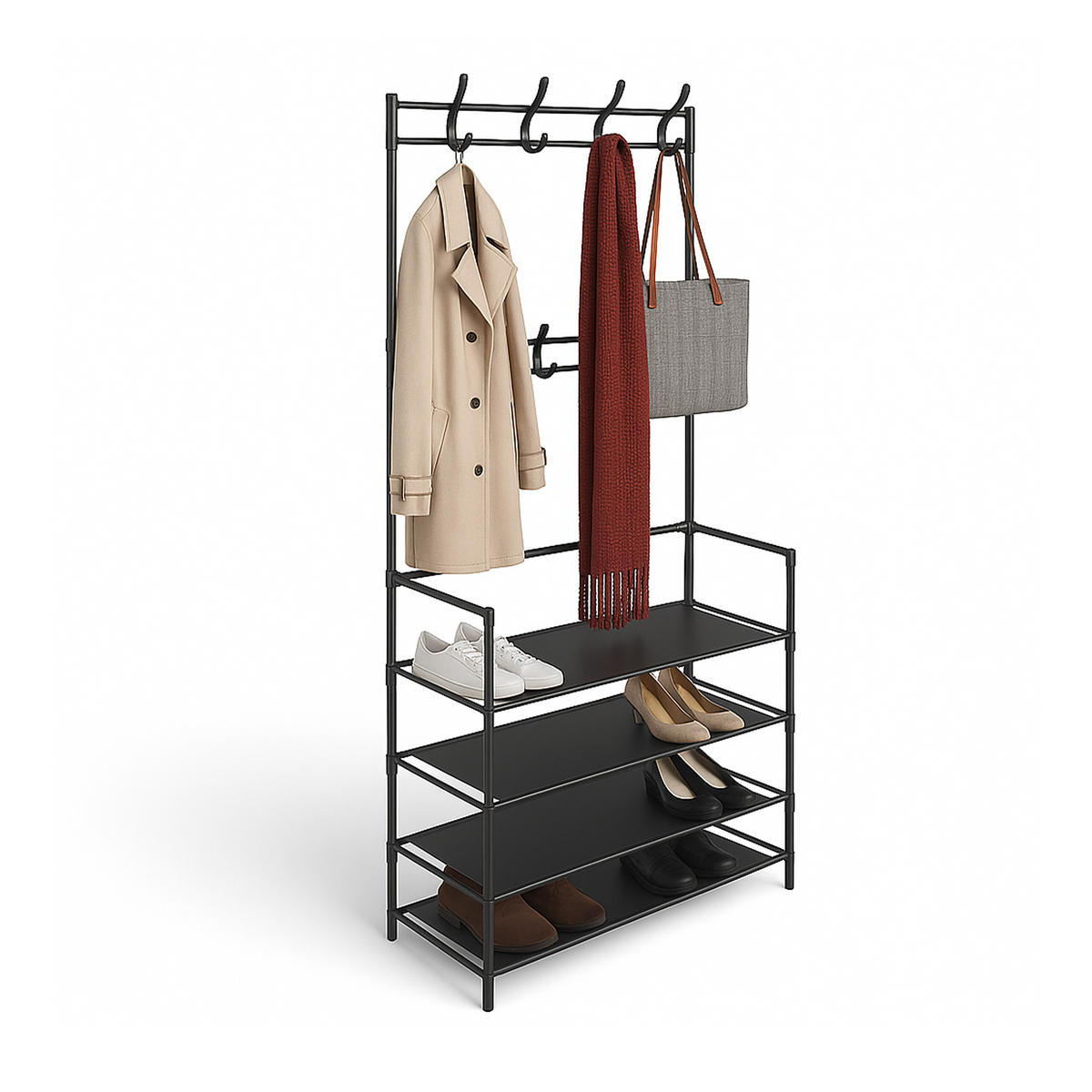 GARDEROBENSTÄNDER - Schwarz, Kunststoff/Textil (61/150/27.5cm) - Relaxdays