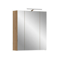 SPIEGELSCHRANK inkl. Beleuchtung ICE (B/H/T: ca. 60/70/18 cm) in Artisan Oak Nachbildung/Artisan Oak Nachbildung - Eiche Artisan, Holzwerkstoff (60/70/18cm)