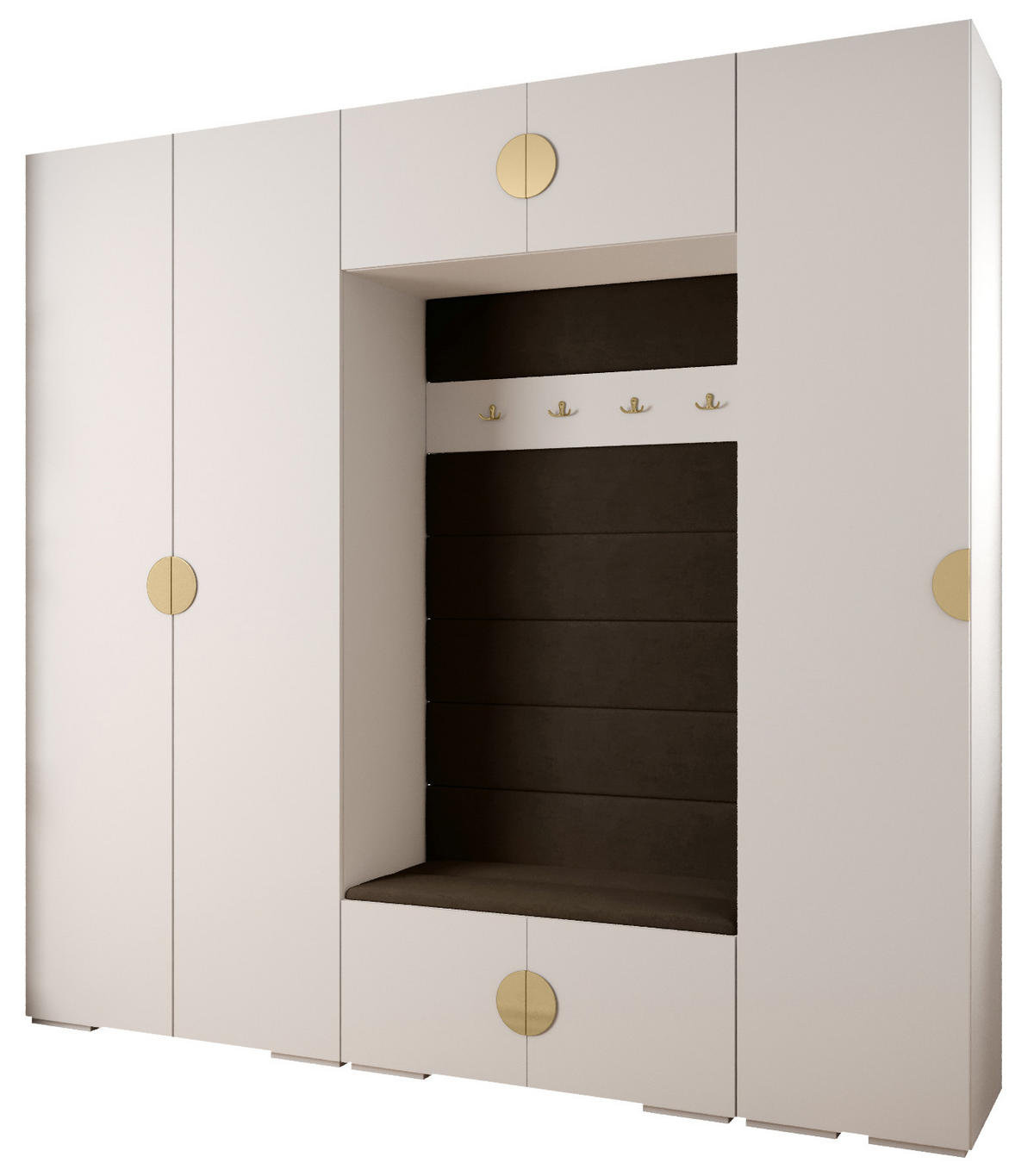 GARDEROBEN-SET 236,7/250/47 - Goldfarben/Weiß, Holz/Kunststoff (250/236.7/47cm) - Abiks Möbel