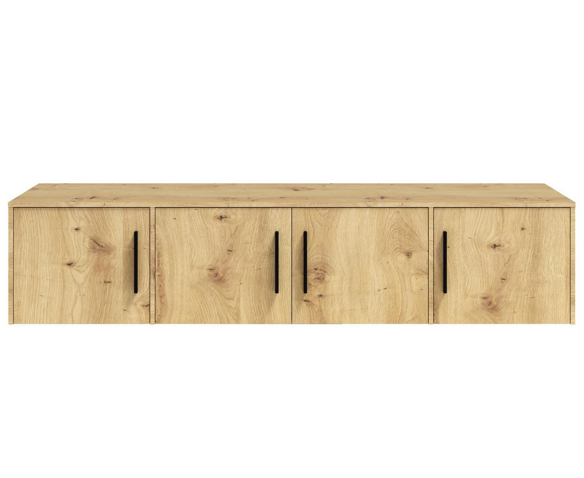 KLEIDERSCHRANK Maxivo Artisan Eiche, viertüriger Kippschrank mit Schubladen und Spiegel, Erweiterung - Schwarz/Eiche Artisan, Holzwerkstoff (198/248/59cm) - Bettso