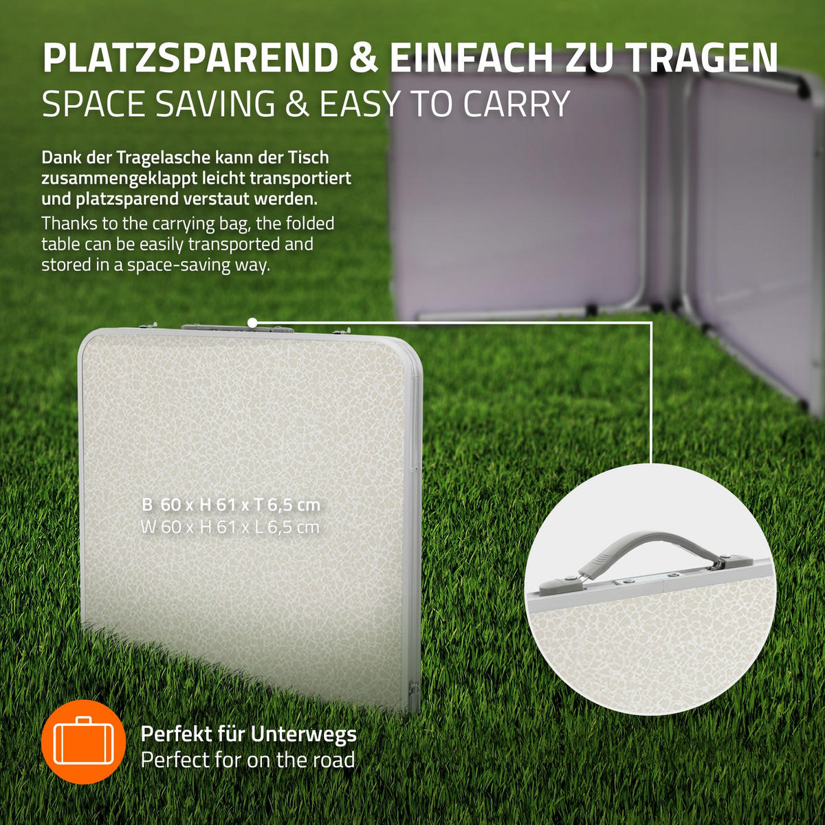 CAMPINGTISCH - Creme, Holzwerkstoff (120/60/70cm) - ECD-Germany