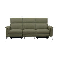 3-SITZER Sofa Borea Echtleder Olivgrün - Olivgrün, Leder/Metall (220/102/98cm)