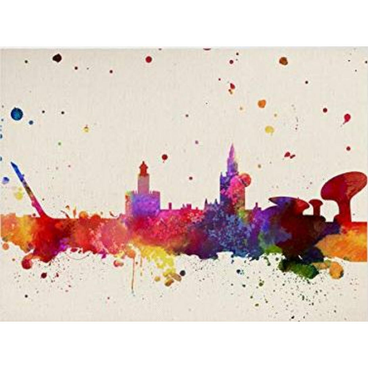 POSTER Sevilla Skyline A3 Schwarzer Rahmen - Schwarz, Papier (29.7/5/42cm) - Nacnic