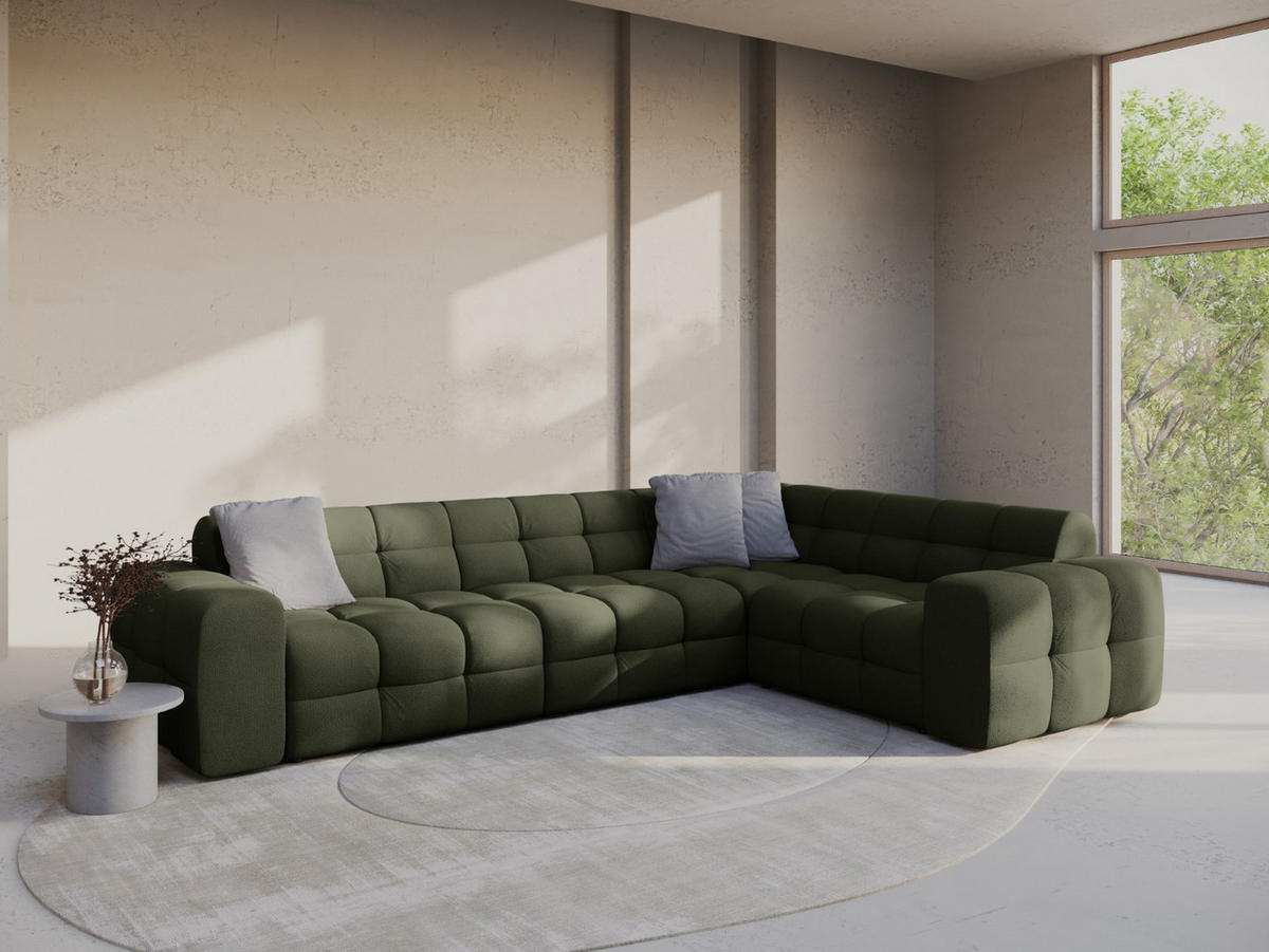 ECKSOFA rechts Kendal aus strukturiertem Stoff amazonasgrün 6 Sitzplätze - Waldgrün, Textil (231/332cm) - Micadoni