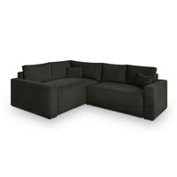 ECKSOFA ERONIS L-S Schwarz Velours-Stoff mit Schlaffunktion - Schwarz, Holz (265/194cm) - MASSENO