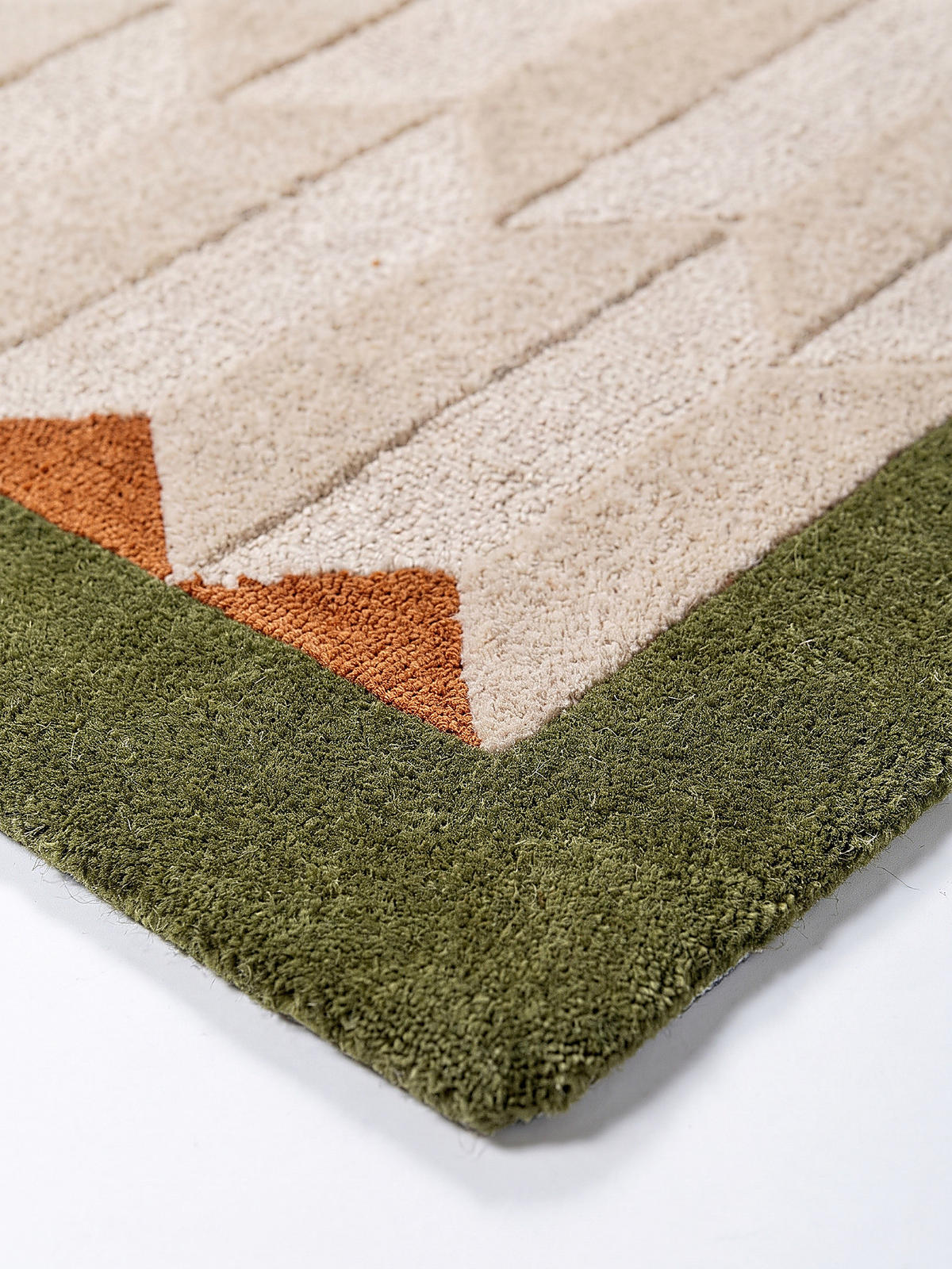 WOLLTEPPICH handgetuftet DARENT, Wabenmuster, Erdtöne-Grün, 200 x 290 cm - Grün, Textil (200/290cm) - KADIMA DESIGN