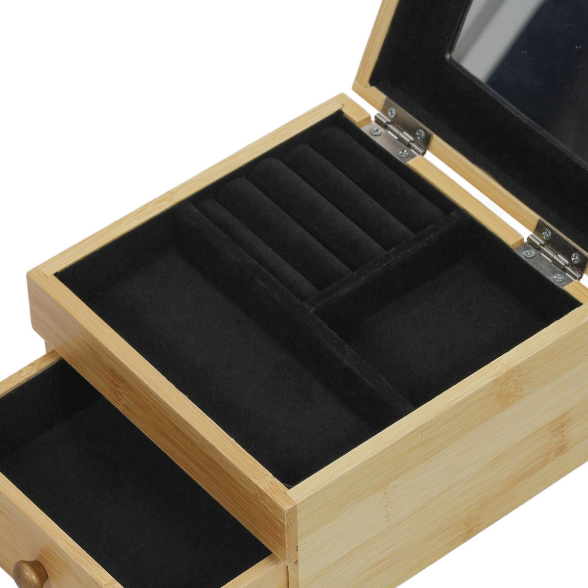 SCHMUCKSCHATULLE mit Spiegel Bamboo 15/15/9,5 cm - Braun, Naturmaterialien (15/9.5/15cm) - 5five Simply Smart