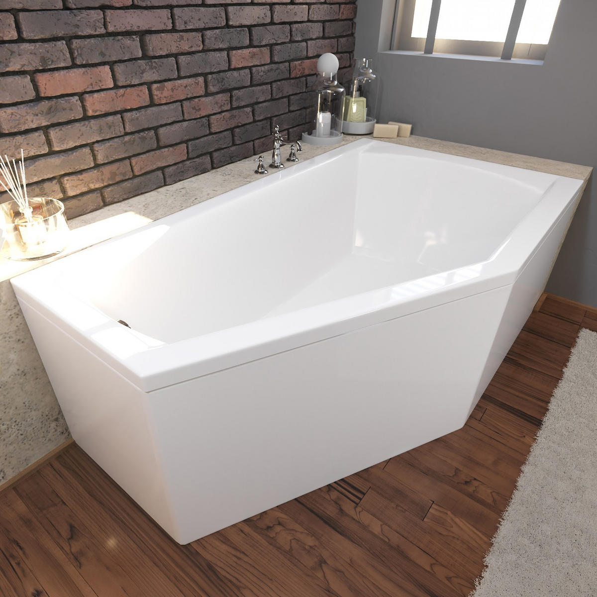 BADEWANNE Eckwanne SELENA 150/90 Rechts Ablauf & Füße - Weiß, Kunststoff (90/59/150cm) - bad land