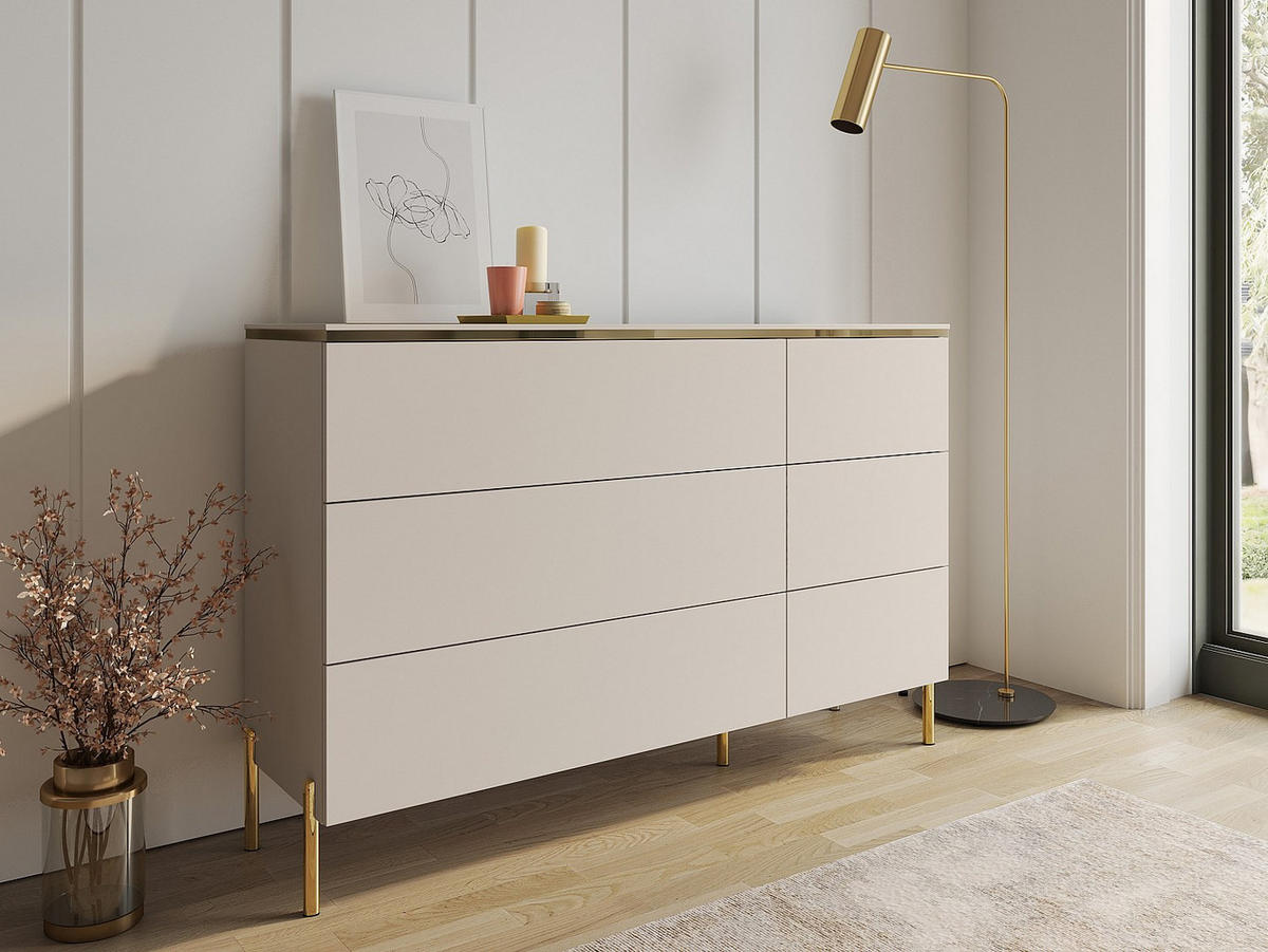 NIEDRIGE Kommode - 137.6cm x 39.6cm - Holzspan - beige - VUKIA - Beige, Holz (137.6/91/39.6cm) - Vente-Unique