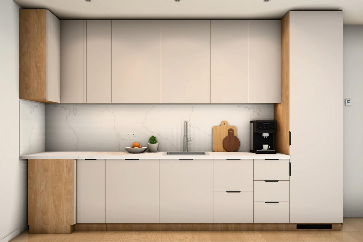 L-KÜCHE Sorento Beige & Sonoma Eiche – 359 × 239 cm – KÜ-SORENTOS-001 - Beige, Holzwerkstoff (359/247/239cm) - ROYAL24_MARKT