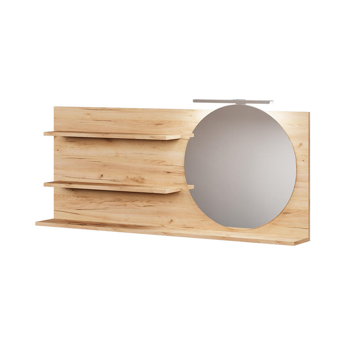 BADSPIEGELSCHRANK Avena Eiche 120 x 50 cm mit 3 offenen Fächern - Eichefarben, Holzwerkstoff (120/50/13.5cm) - Vicco