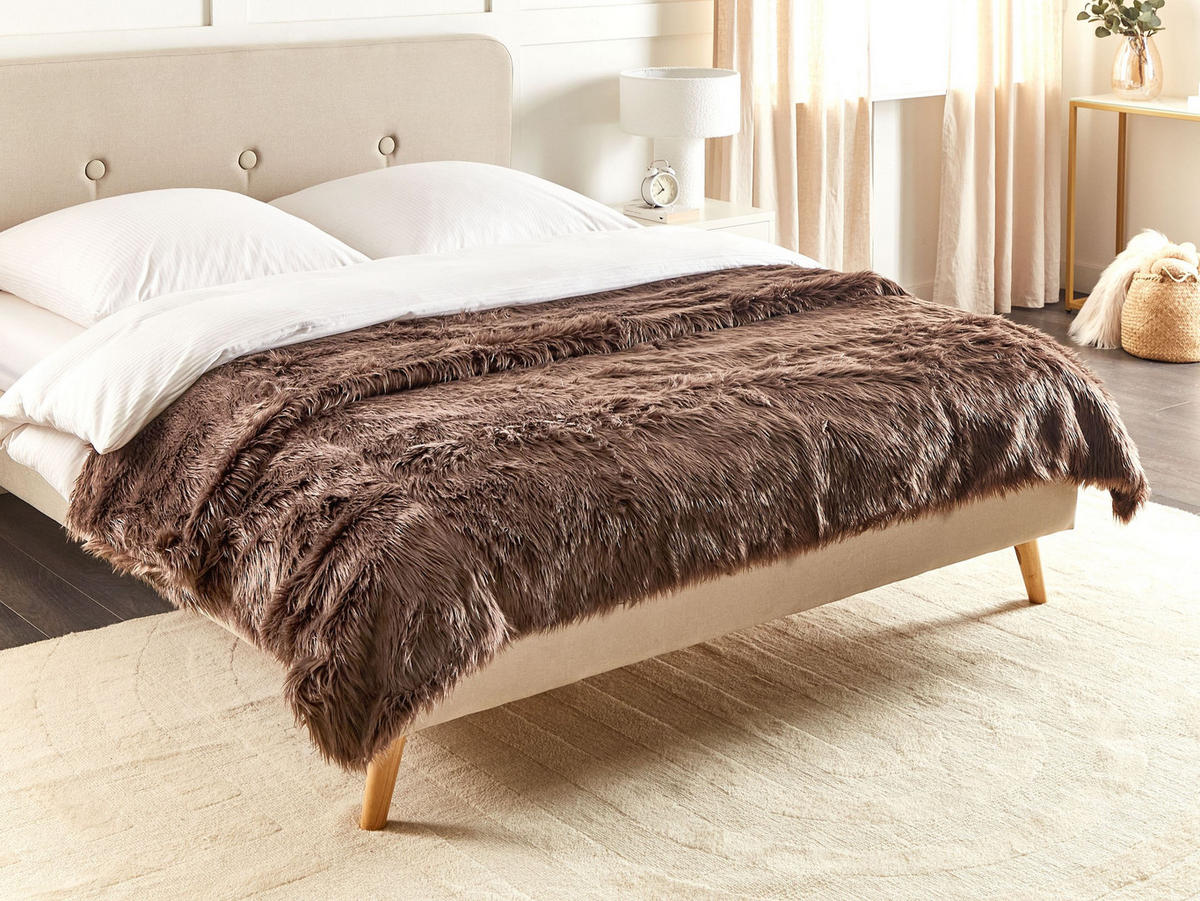PREGRINJALO rjava 200 x 220 cm Delice - rjava, tekstil (200/220cm) - Beliani