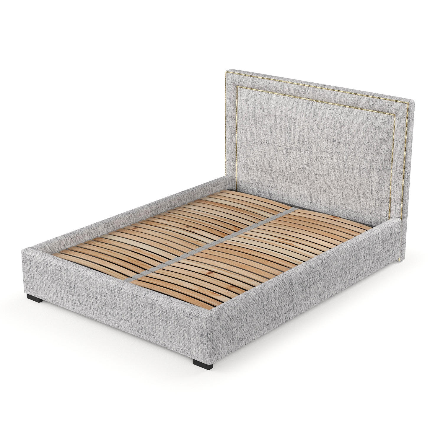 POLSTERBETT Como Hellgrau 120/200 cm im Webstoff - Hellgrau/Schwarz, Holz/Holzwerkstoff (120/200cm) - Maison de Reve