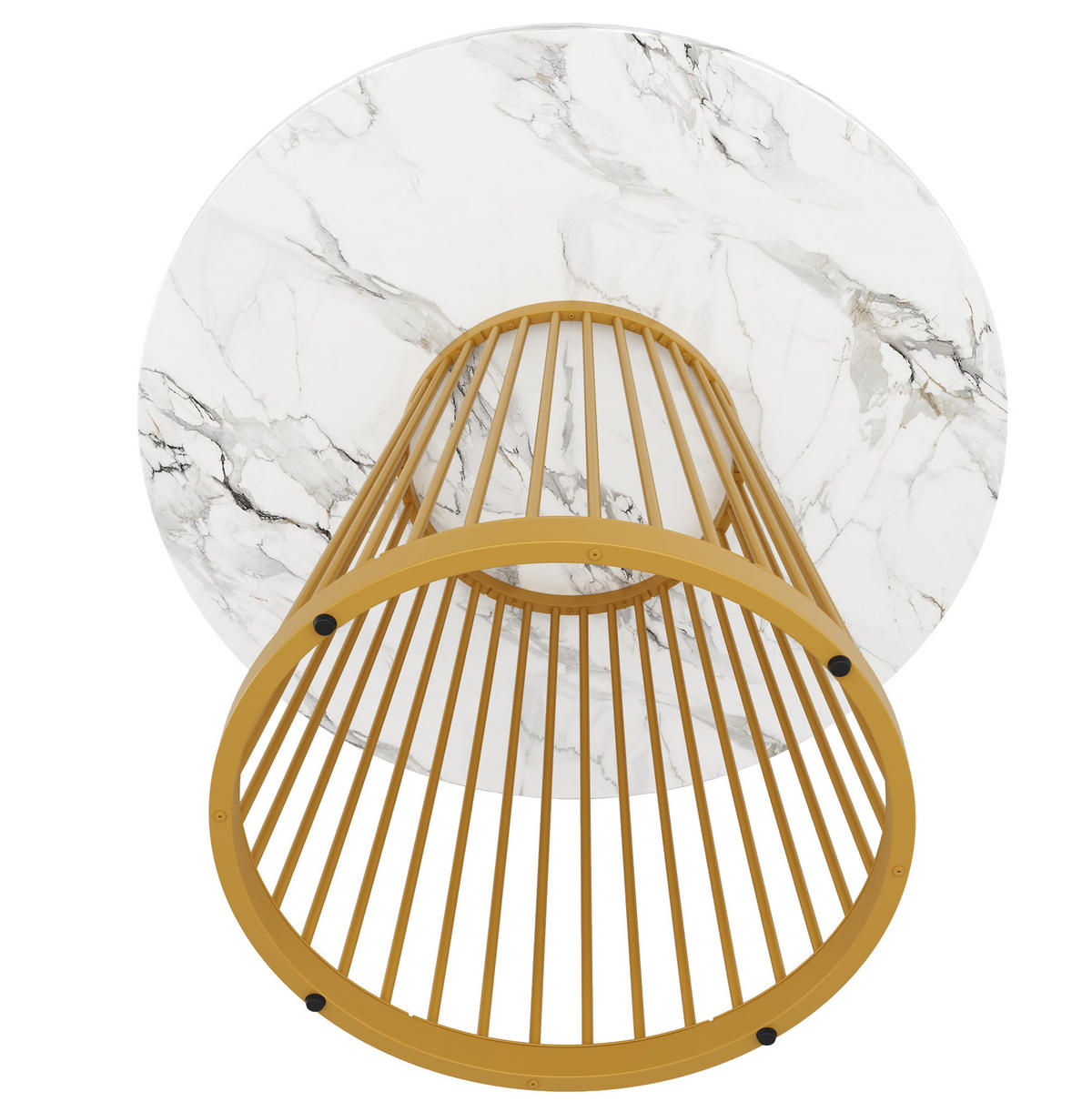 ESSTISCH 80/80/76 cm in Weiß mit Marmoroptik und goldfarbenem Metallgestell - Goldfarben, Holzwerkstoff (80/80/76cm) - Flora Grace
