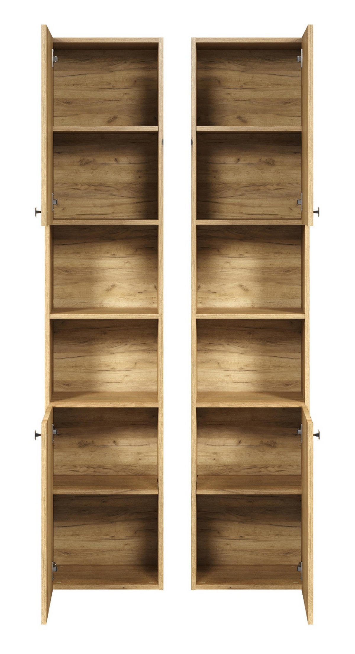 HOCHSCHRANK Evoke Eiche 40 x 186 cm, Badschrank mit 6 Fächern - Eichefarben/Schwarz, Holzwerkstoff/Kunststoff (40/186/3cm) - Top.Furn
