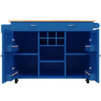 KÜCHENINSEL Blau 102/45/92 cm Fahrbar mit Weinregal - Blau, Holzwerkstoff (102/92/45cm) - PANGIVO