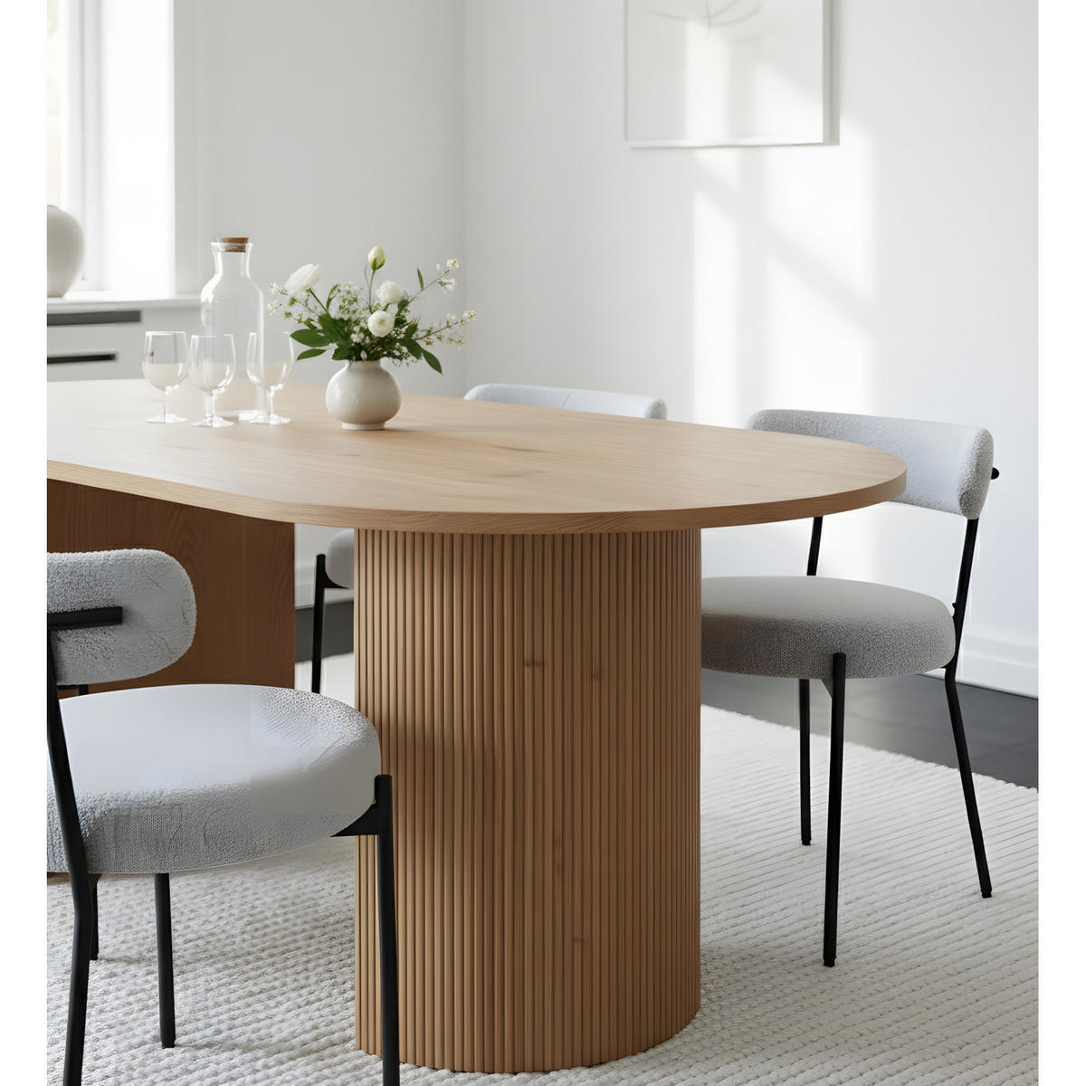 ESSGRUPPE 7-TLG. Kyoto Naturfarben, Weiß - Naturfarben/Weiß, Textil/Metall (210/75/100cm) - ebuy24