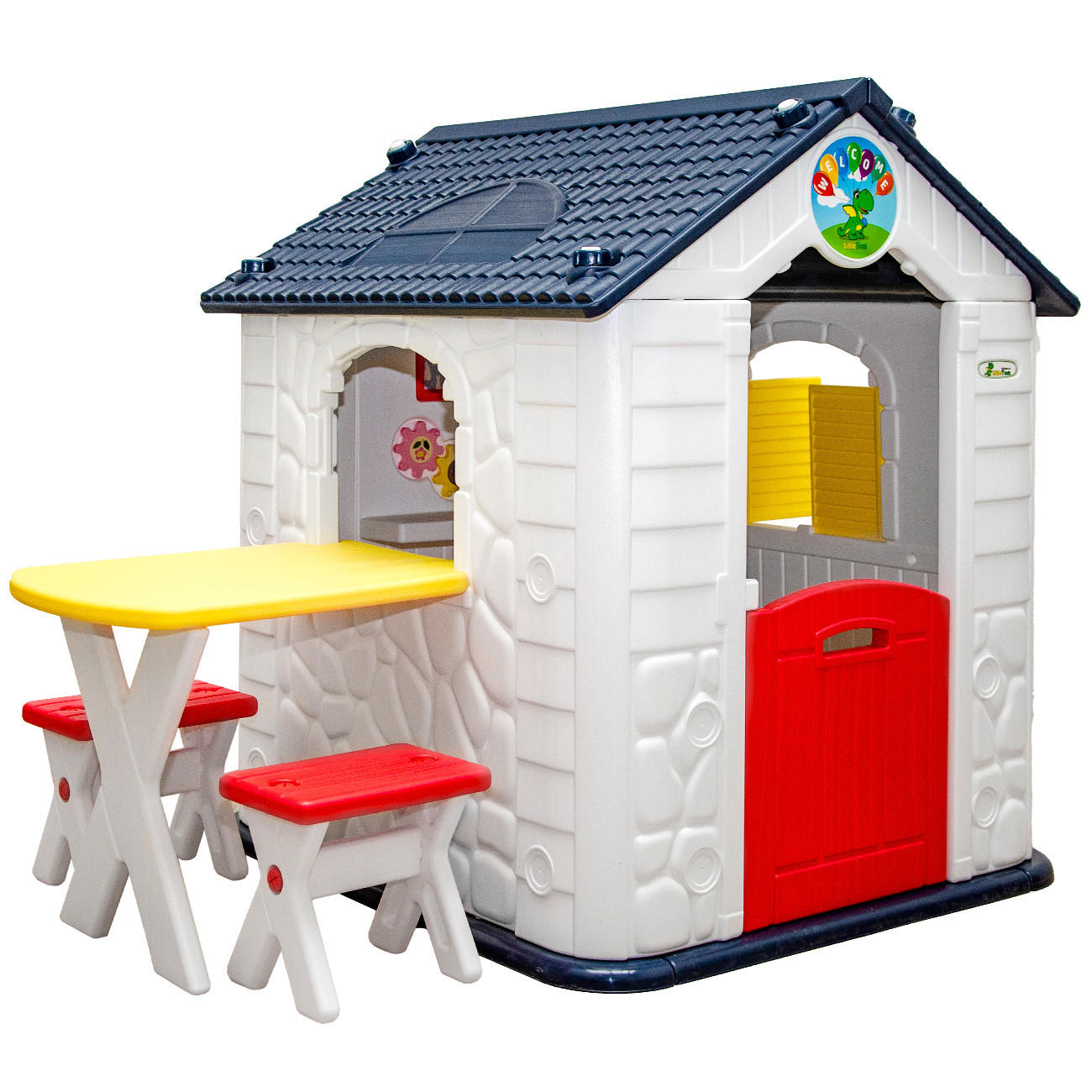 SPIELHAUS mit Tisch 95/104/118 cm, Weiß - Weiß, Kunststoff (95/118/104cm) - Littletom