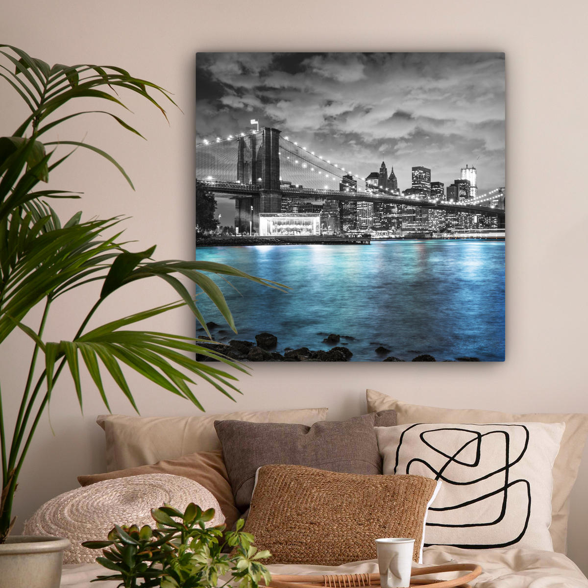 LEINWANDBILD New York - Skyline - Stadt - Blau 90x90 cm - Blaugrau, Textil (90/90cm) - MuchoWow