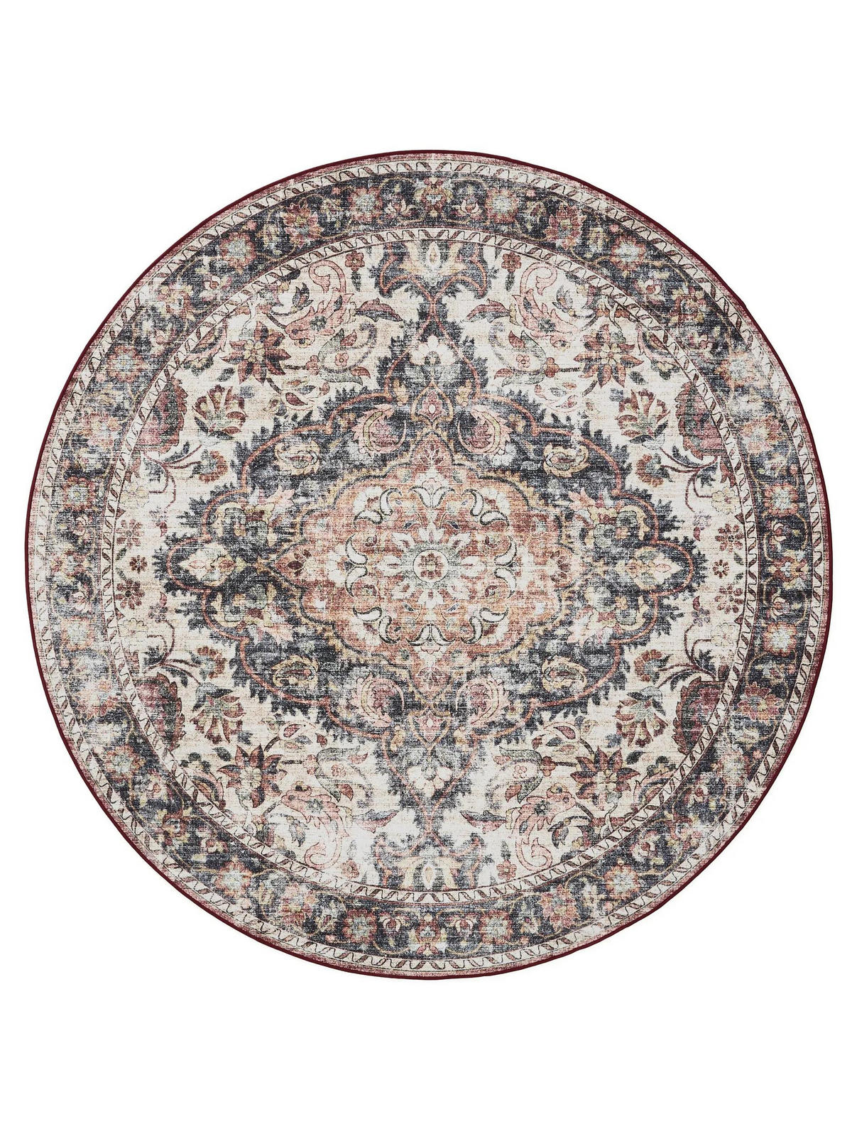 PRATELNÝ koberec George Vícebarevné/Červené ø 120 cm - různobarevná/červená, plast/umělá hmota (120/120cm) - benuta