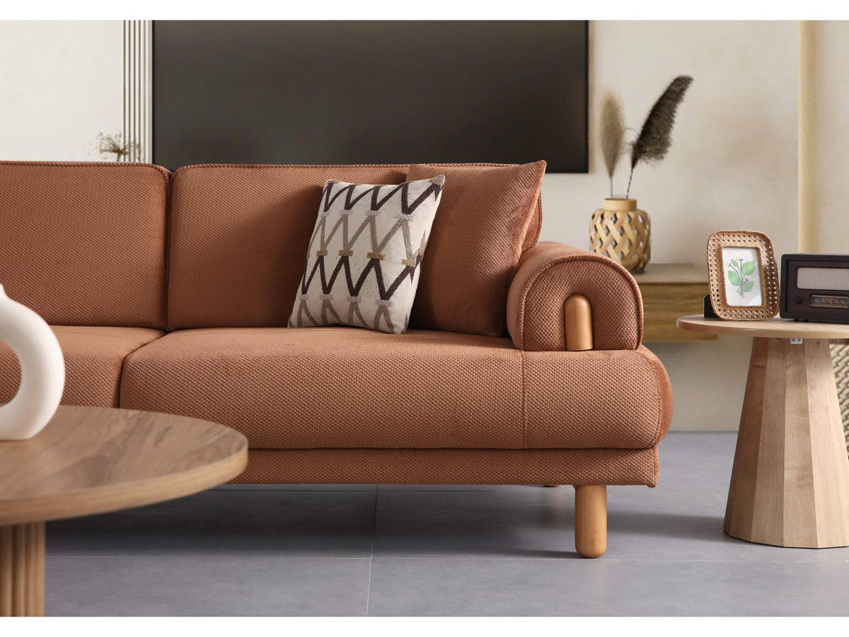 SOFA Selva 3-Sitzer Beige - Beige, Holz/Textil (245/85/85cm)