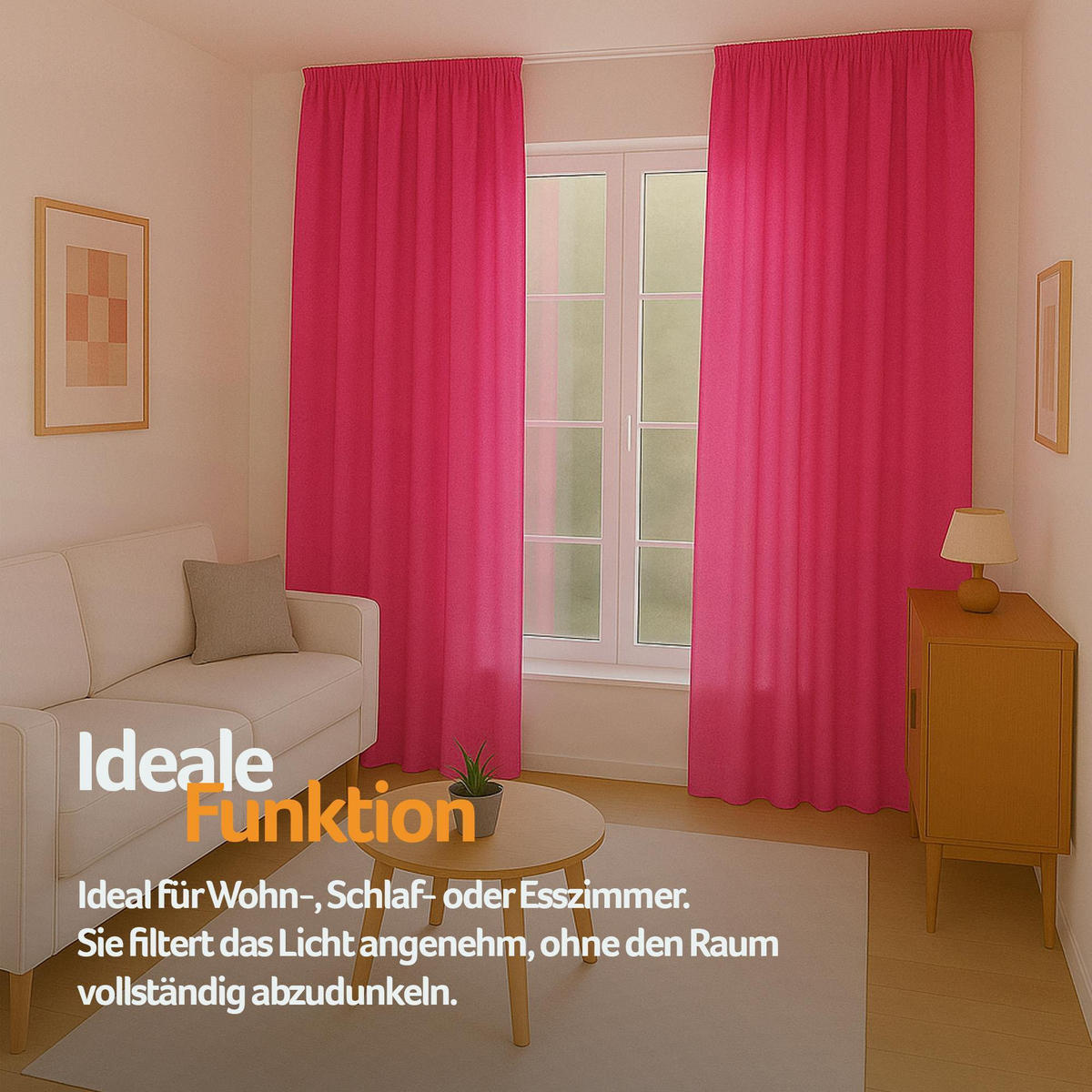 GARDINE Universalband "blickdicht" 2er Pack Pink 140x175 cm - Pink, Textil (140/175cm) - Bestlivings