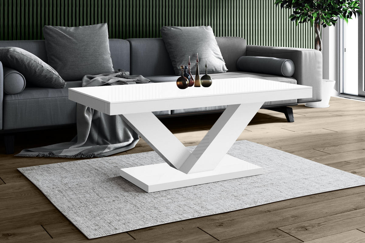COUCHTISCH rechteckig Weiß Hochglanz 120/60/49 cm - Weiß Hochglanz, Holzwerkstoff (60/120/49cm)