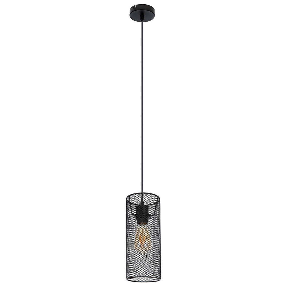 HÄNGELEUCHTE Metallgeflecht Schwarz matt - Schwarz, Metall (12/12/120cm) - Globo Lighting