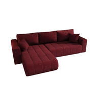 ECKSOFA LARA links rot Velours Monolith 59 - Schlaffunktion, Bettkasten - Rot, Textil (280/175cm) - Cornero