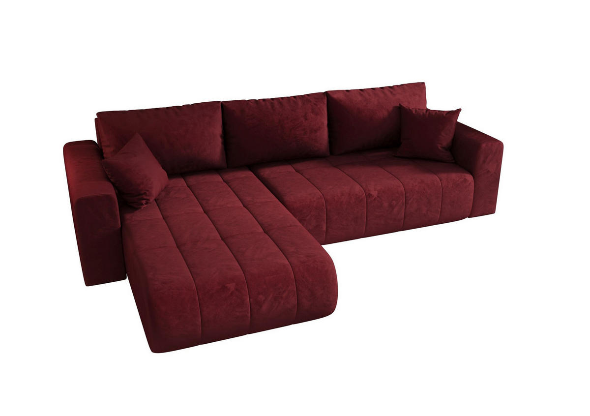 ECKSOFA mit Schlaffunktion MILO L Monolith 59 Links - Rot, Textil (280/175cm) - Bedante