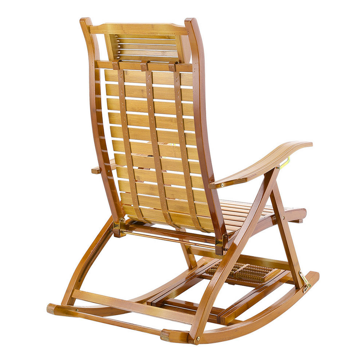 GARTENSCHAUKELSTUHL Relaxsesselaus aus Bambus Stahl in Naturholz für Garten Balkon klappbar verstellbar 47 x 95 x 108 cm Belastbarkeit 150 kg - Naturfarben, Metall (47/108/95cm) - Livingandhome